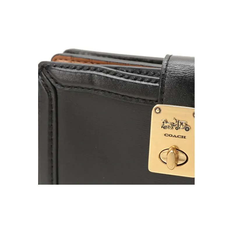 COACH Hutton Leather Clutch Wallet Women's Black-5