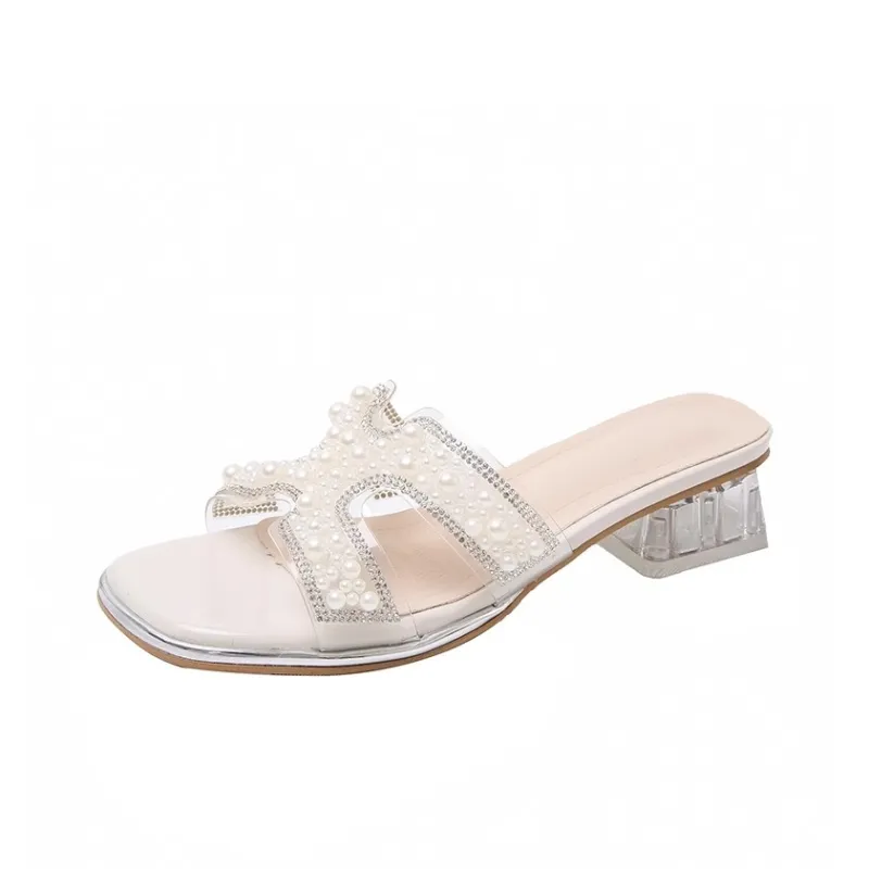 WUJI Rubber Sole Rhinestone Slip Resistant Abrasion Resistant Slide Slippers Women's-0