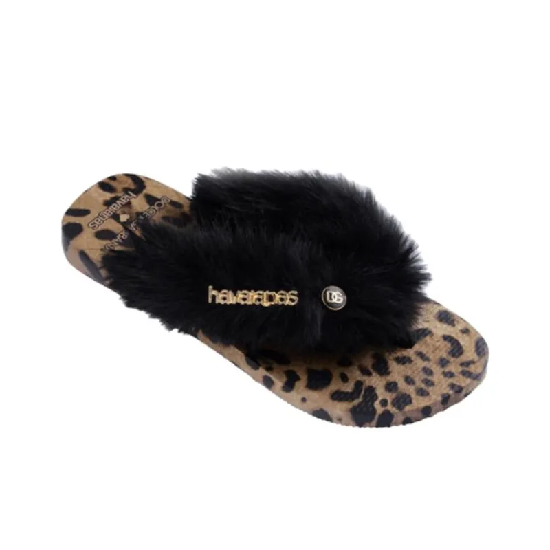 Dolce&Gabbana x Havaianas Abrasion Resistant Flip Flops Women's Black Brown-2