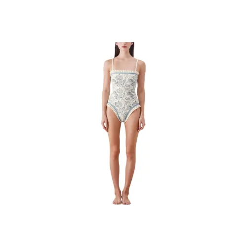 Visual Mood One piece Swimsuit Women's White Blue Shell