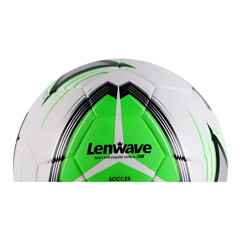 LENWAVE Size 5 Soccer PU Machine Stitched Soccer Ball Unisex Green White-1