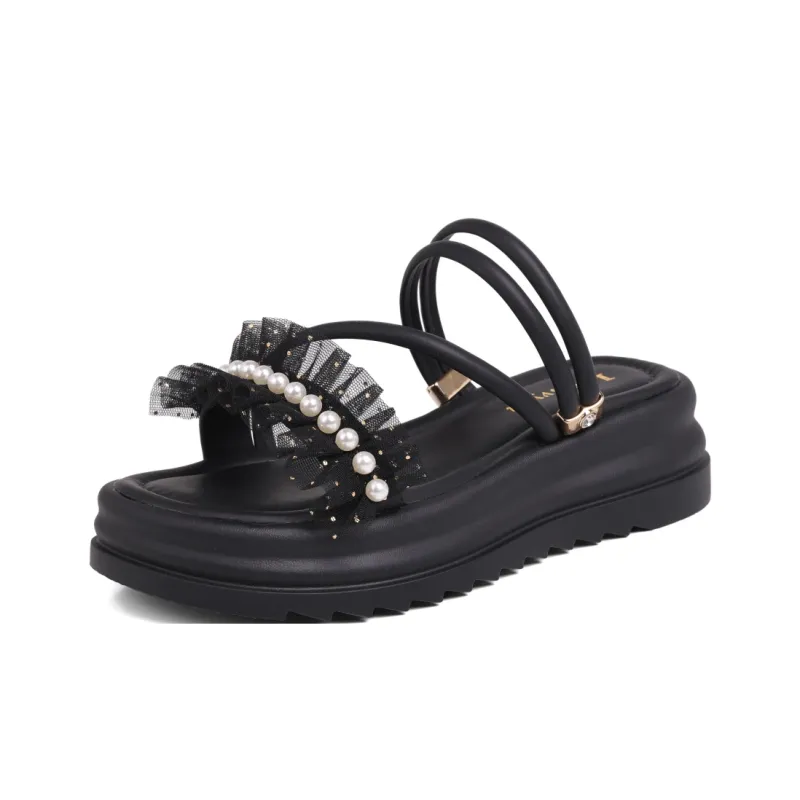 WUJI Rubber Sole Metal Sequins Slip Resistant Abrasion Resistant Slide Slippers Women's-0