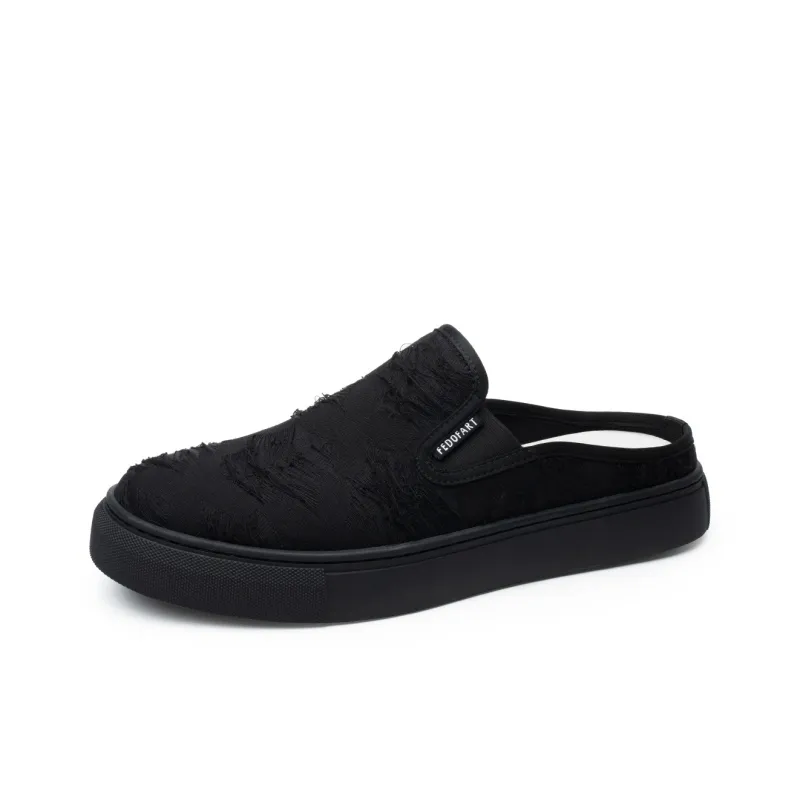 FED Rubber Sole Abrasion Resistant Slip Resistant Closed Toe Slippers Men's Black-1