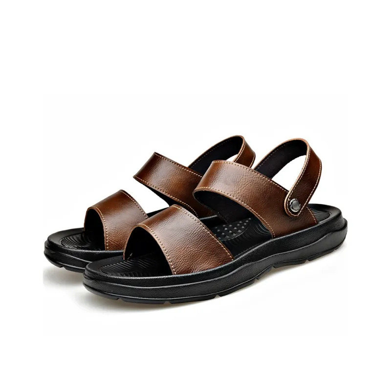 AMICNIEGD Beach Sandals Men Black/Brown-9