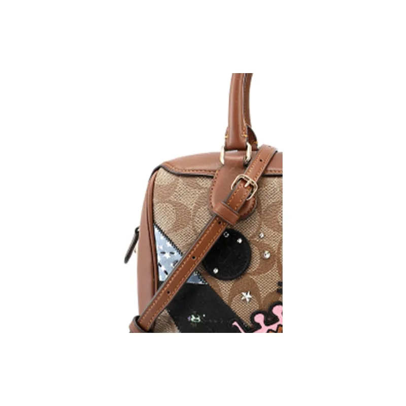 COACH Bennett Canvas With Leather Shoulder Bag, Crossbody Bag, Handbag Tubas Women's Brown-4