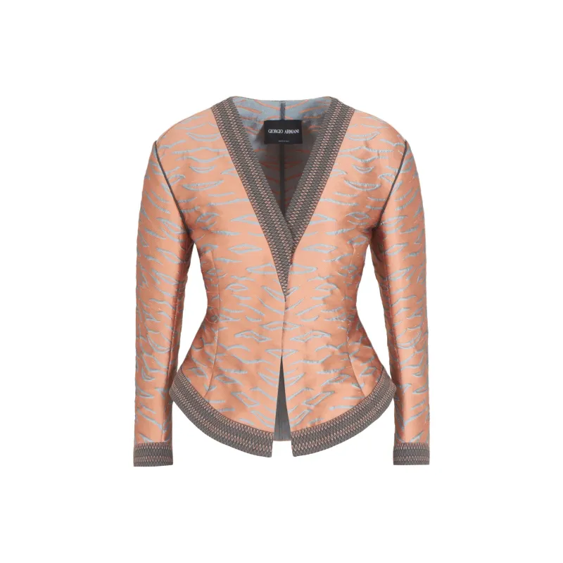 GIORGIO ARMANI Short Jacket In A Jacquard Silk Blend-0