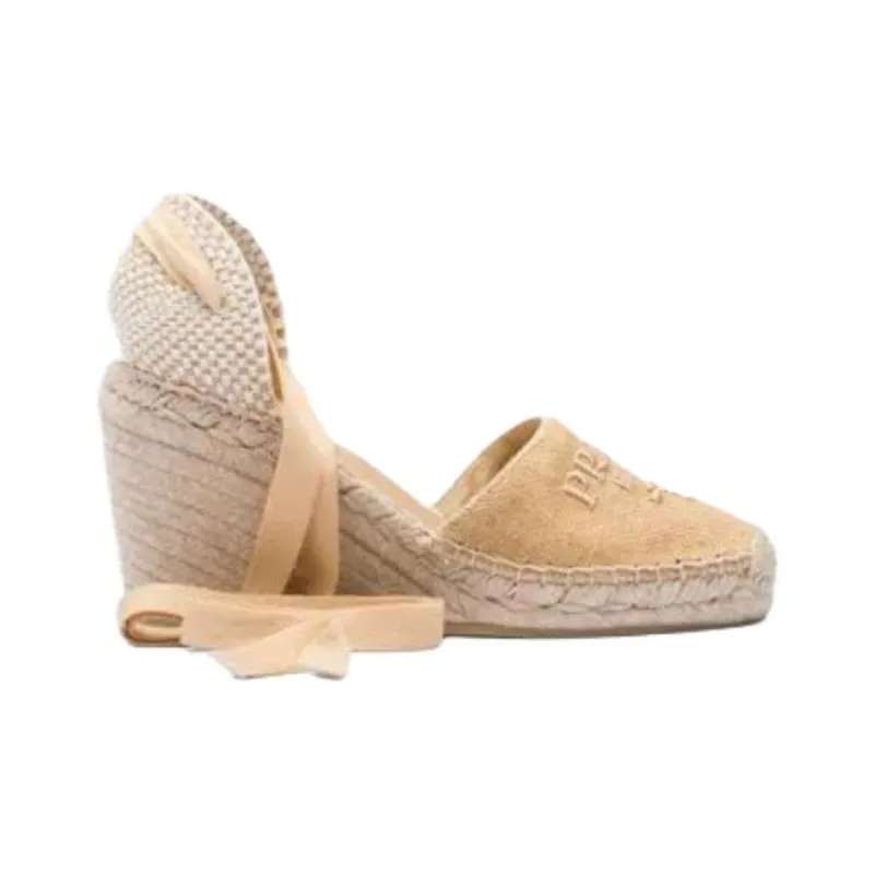 PRADA Wedge Heel High Heels 9cm Women's Beige-1