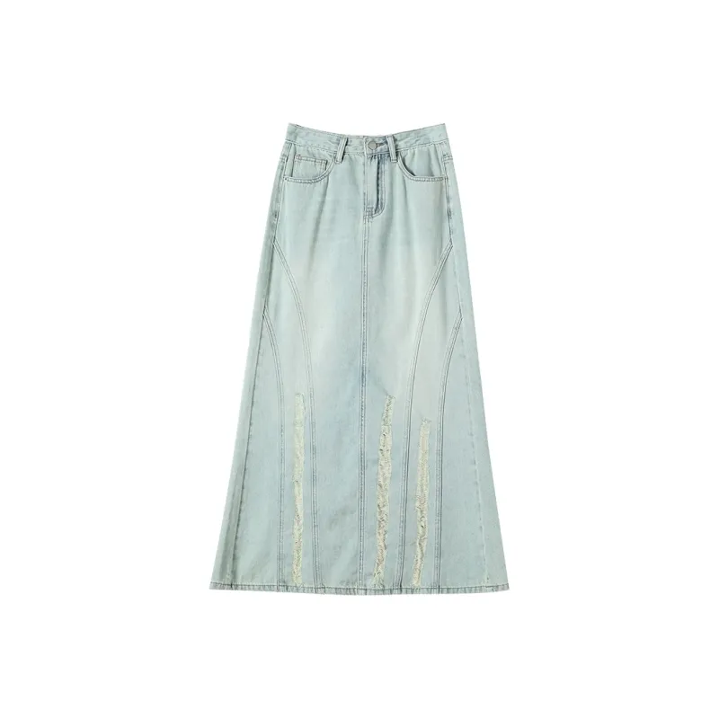 YINLEI Denim Long Skirt Women's-0
