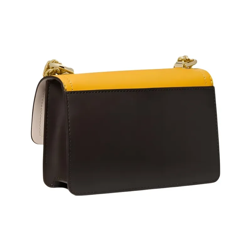 MICHAEL KORS Heather Cow Leather Crossbody Bag, Shoulder Bag Trumpets Women's Yellow & Black & White-1