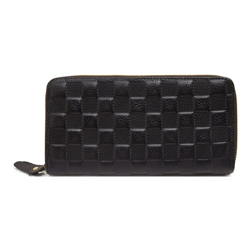 Old Man's Head Top Grain Cow Leather Wallet Men's Black-0