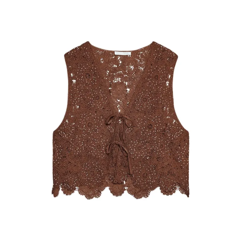 ZARA Tank Tops Women's Light Brown-0