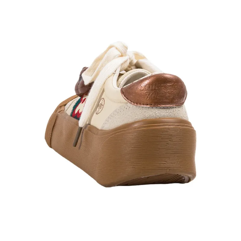 MINGKUANG Slip Resistant, Abrasion Resistant, Lightweight Low Top Skateboard Shoes Women's Beige Yellow-4