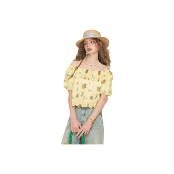 ELF SACK Chiffon Shirts Women's Fox Yellow Cream