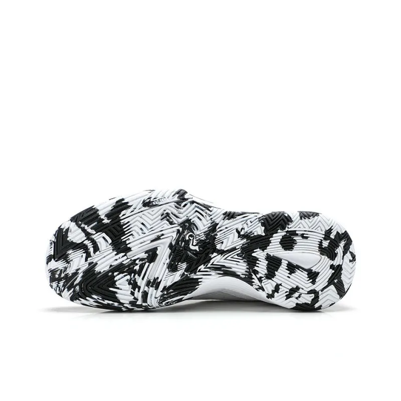 QIAODAN Anti Slip Wear Resistant Low Top Basketball Shoes Men's White Black-5