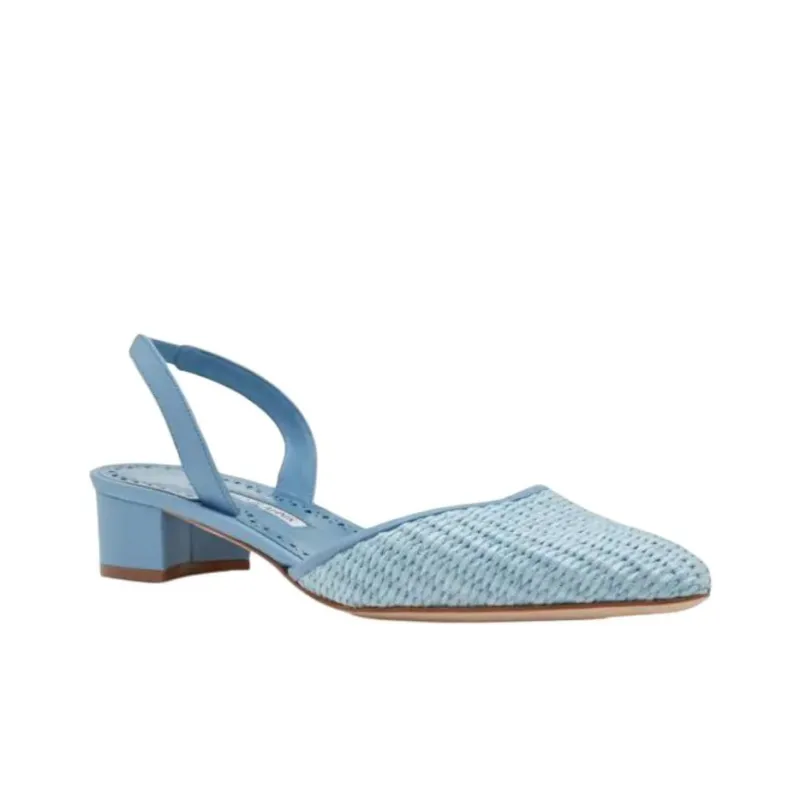 MANOLO BLAHNIK Raffro Chunky Heel High Heels 3cm Women's Light Blue-2