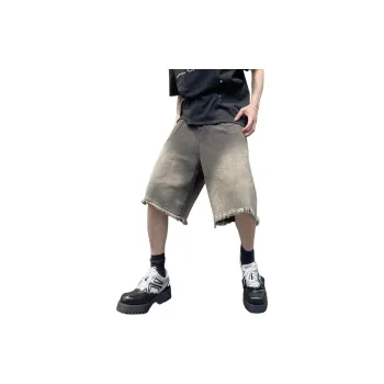 Fakeyoung Denim Shorts Unisex Black Gray Color