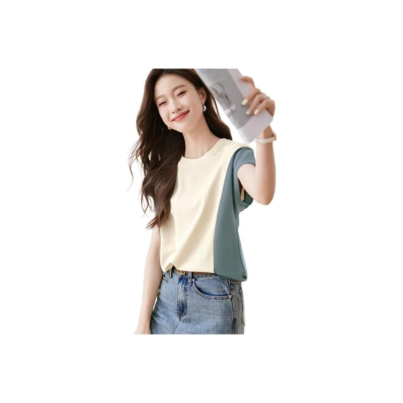 Mo Han Yi Mei T Shirts Women's Blue & White-0