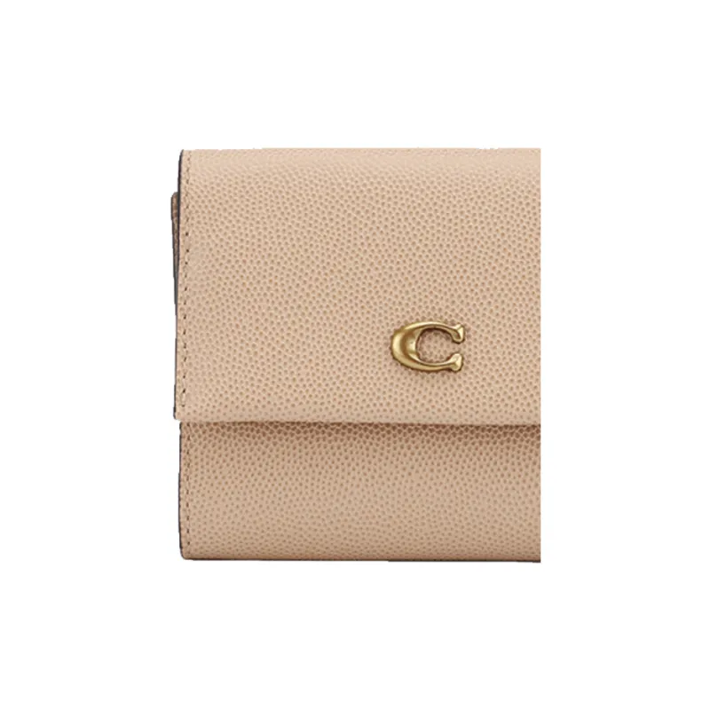 COACH Foldover Leather Wallet, Wallet Women's Camel-5
