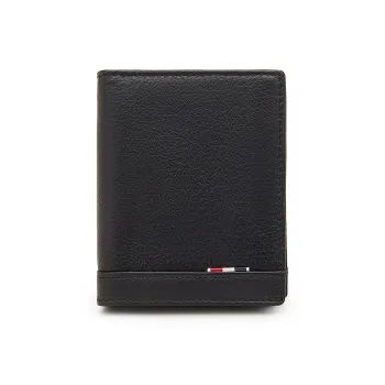 Old Man's Head Top Grain Cow Leather Wallet Men's Black