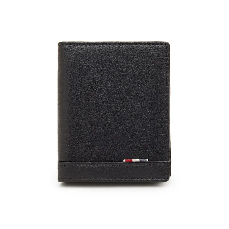 Old Man's Head Top Grain Cow Leather Wallet Men's Black-0