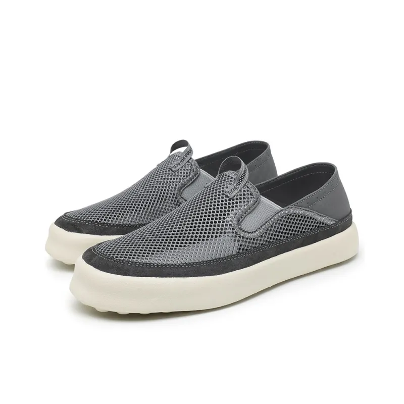 LINGPAO Casual Shoes Men Low Top Sand/Black/Gray-11