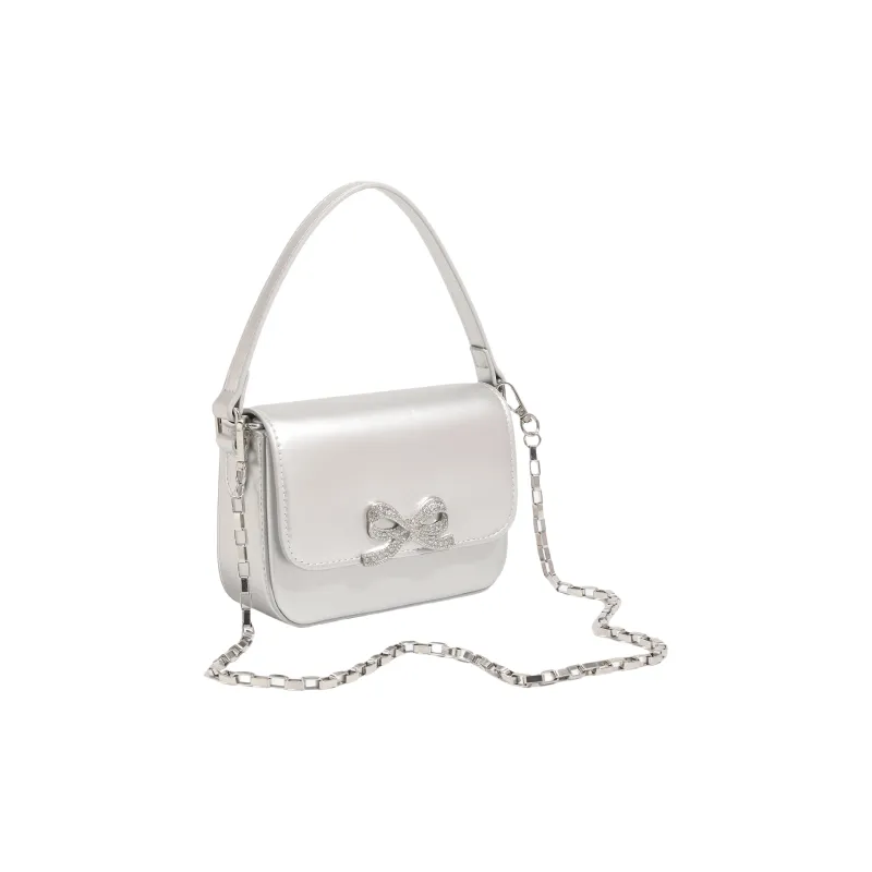 OCTSUI Synthetic Leather One Shoulder Handbag Women's Silver/Black-3