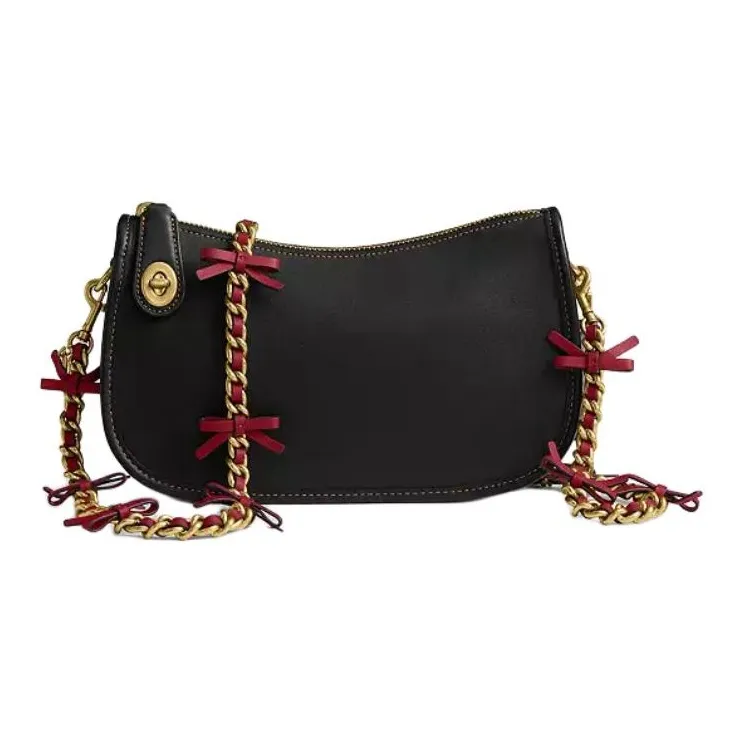 COACH Leather Bag Strap Women's Red & Yellow-1
