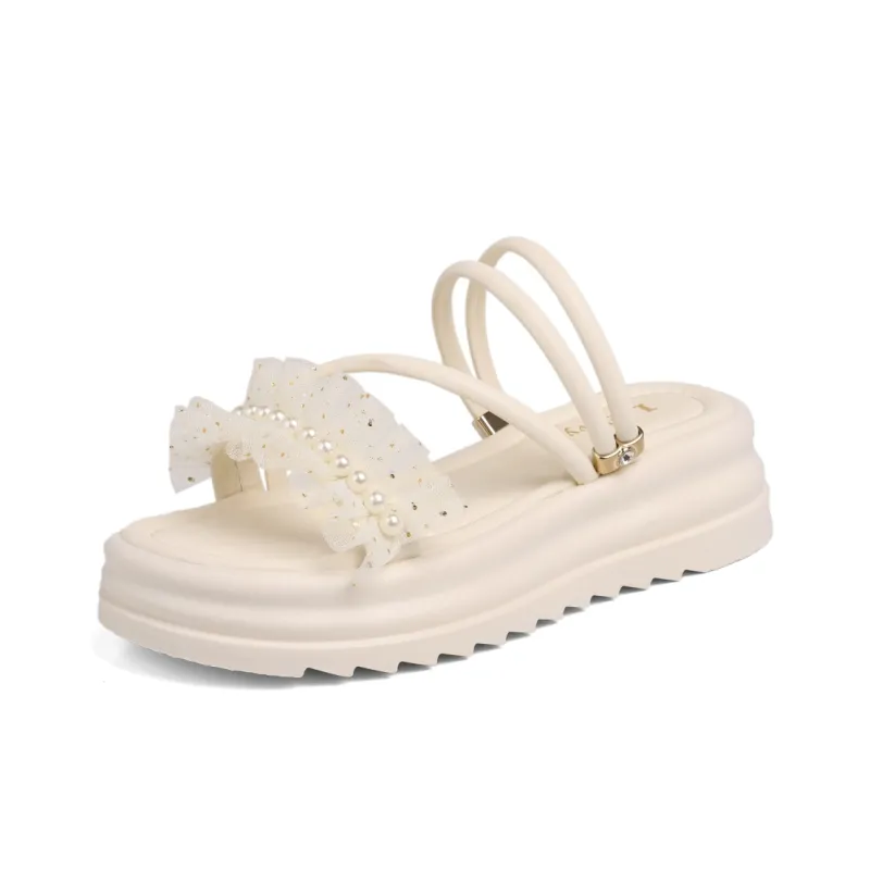 WUJI Rubber Sole Metal Sequins Slip Resistant Abrasion Resistant Slide Slippers Women's-5