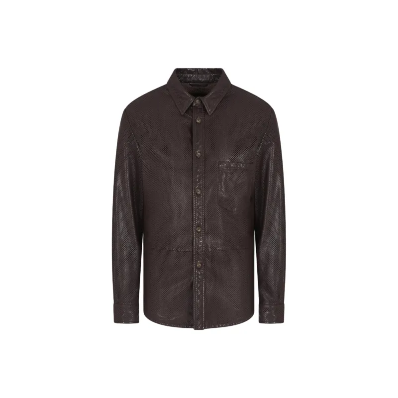 GIORGIO ARMANI Perforated Nappa leather Shirt Jacket-0
