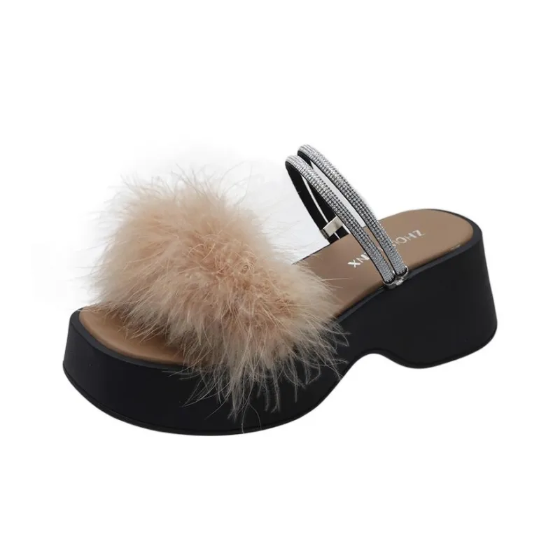 WUJI Rubber Sole Fuzzy Slip Resistant Abrasion Resistant Slide Slippers Women's-7