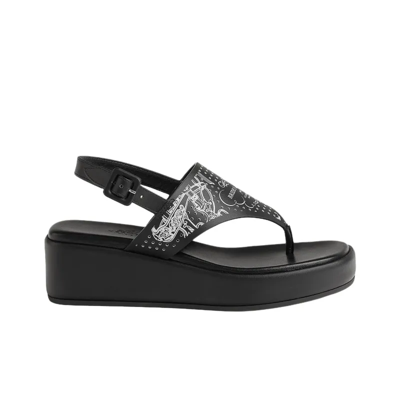 HERMES Karima One Strap Sandals 4.5cm Women's Black-1