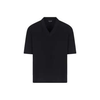 GIORGIO ARMANI Short sleeved V neck Jumper In Virgin Wool