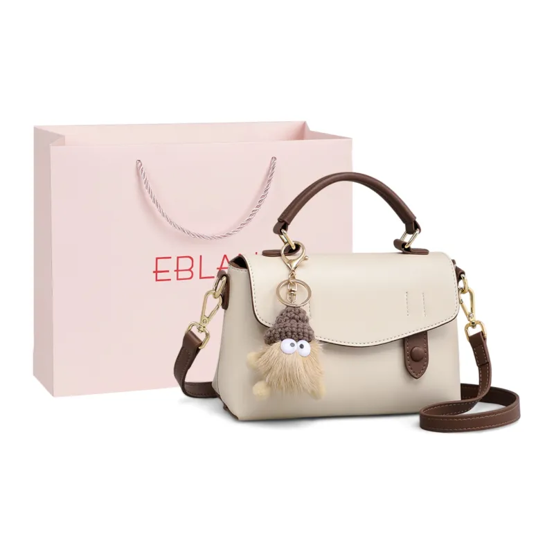 EBLAN Cow Leather Handbag Regular Women's Milkshake White-0