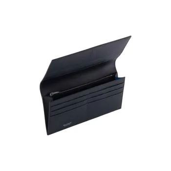 BVLGARI Cow Leather Wallet Tubas Men's Black