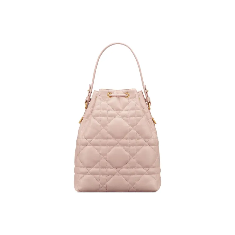 DIOR Caro Sheepskin Bucket Bag, One Shoulder Handbag Small Size Women's Rouge Pink-4