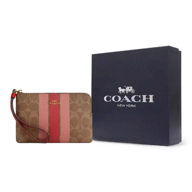 COACH Leather Clutch Women's Brown & Multicolor-7