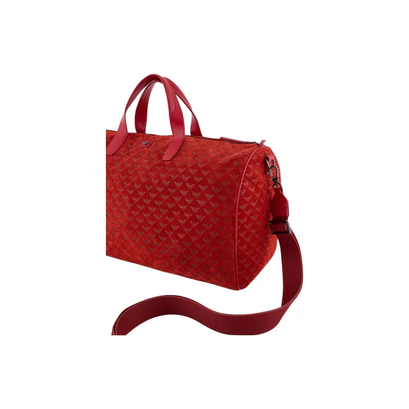 EMPORIO ARMANI Cow Leather Travel Bag Red-3