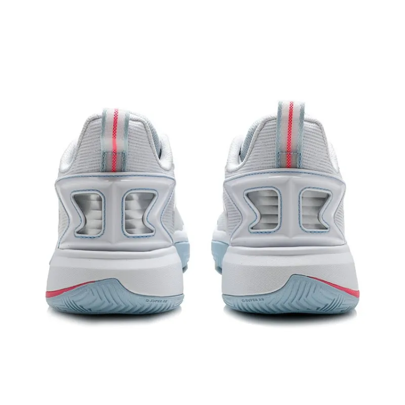 QIAODAN Slip Resistant Abrasion Resistant Shock Absorbers Low Top Basketball Shoes Men's White Blue-4