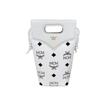 MCM Visetos Artificial Leather Shoulder Bag, Crossbody Bag, Handbag Women's White