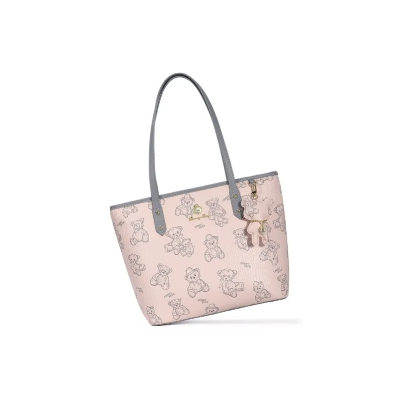 DANNYBEARJEANS PVC Tote Bag, Shoulder Bag Regular Women's Cherry Blossom Pink/Creamy Apricot/Cocoa Brown-1