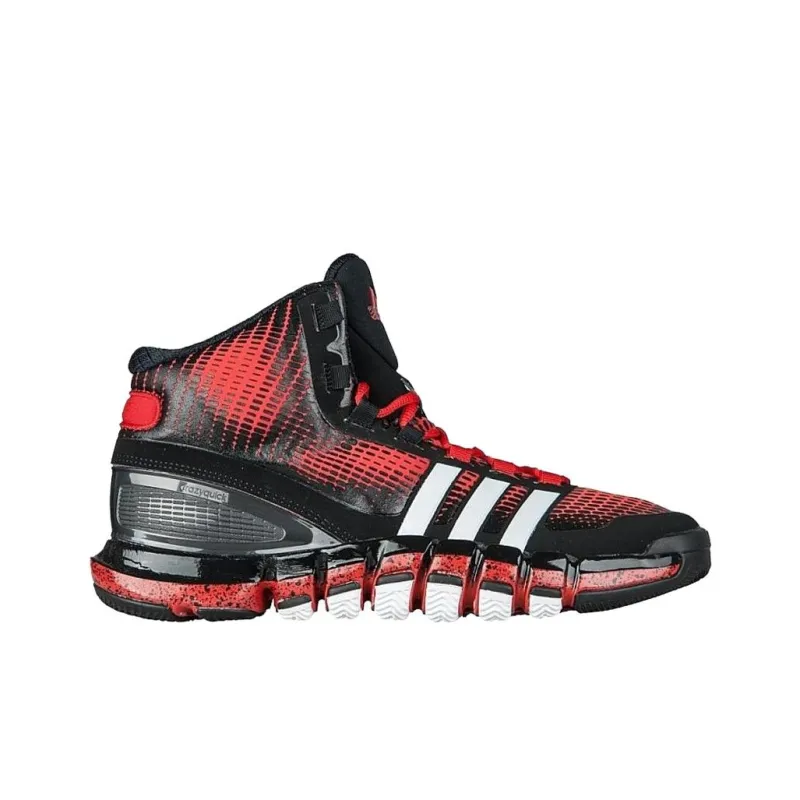 Adidas Adipure Anti Slip Wear Resistant Mid Top Basketball Shoes Men's Black Red-1