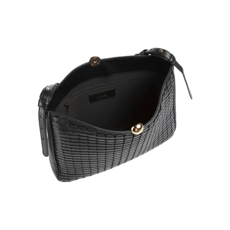 Furla Fine Grain Leather Shoulder Bag Women's Black-3