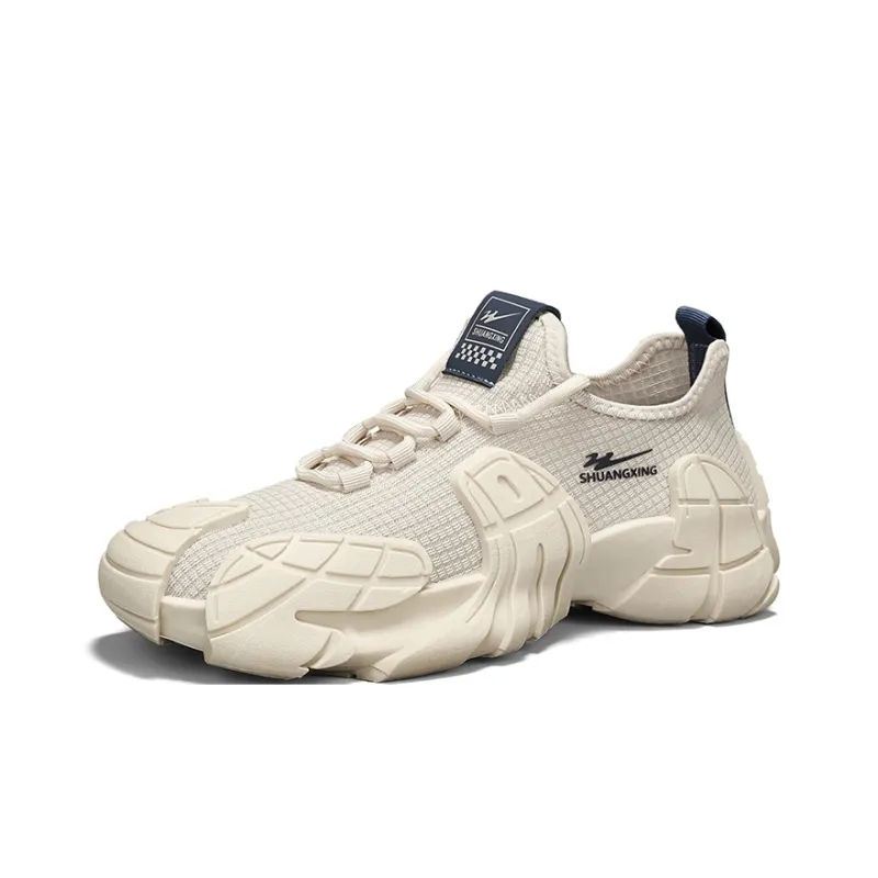 Binary Breathable Low Top Chunky Sneakers Men's Beige-5