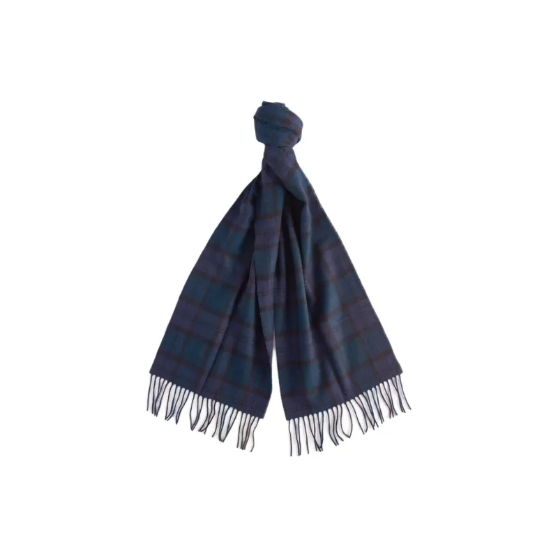 BARBOUR Wool Knit Scarves Men's Light Blue-1