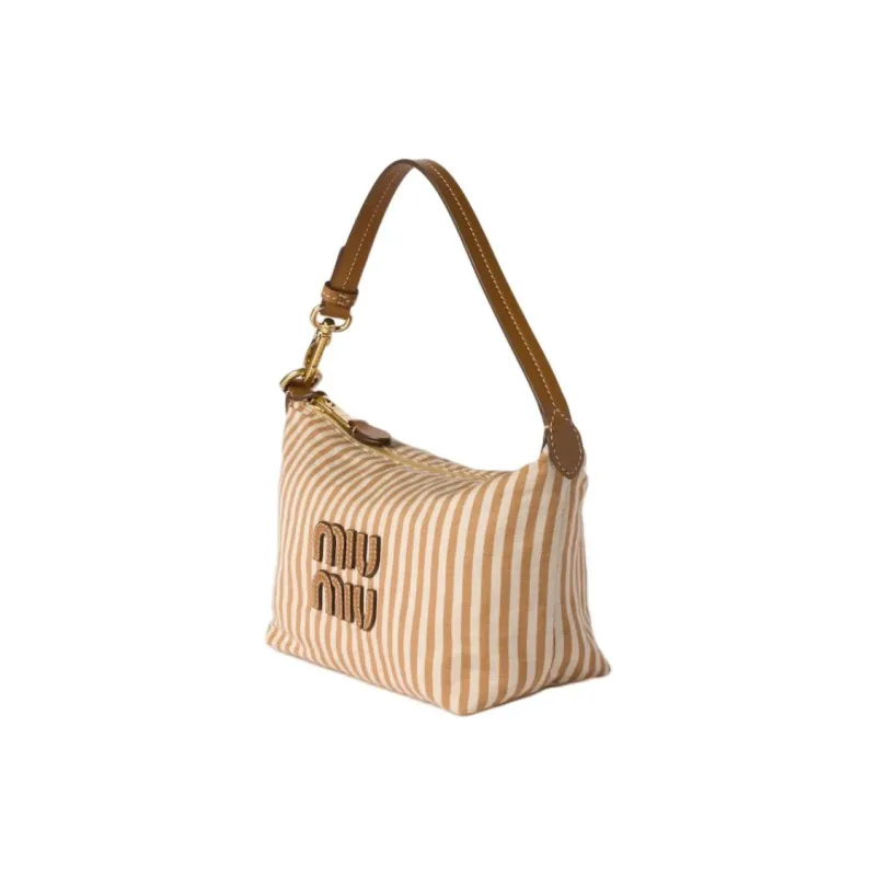 MIU MIU Cotton Handbag Women's Tan With Caramel-1