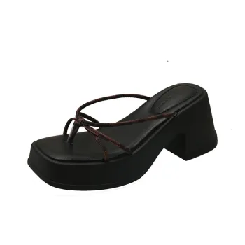 AJPAP Abrasion Resistant Slip Resistant Quick Dry Flip Flops Women's Black