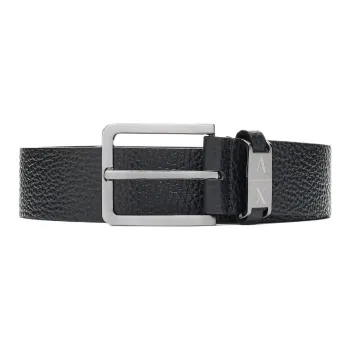 ARMANI EXCHANGEAE 100% Cow Leather Belts Men's Black Width 3.5CM