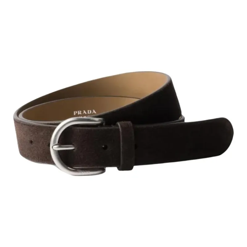 PRADA Suede Leather Belts Men's Brown -0