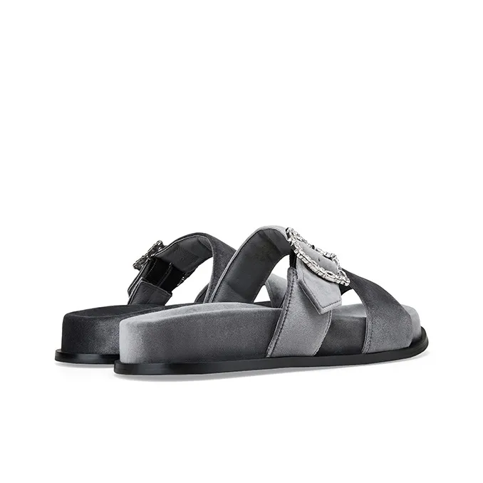 D FUSE SCANDINAVIA Rubber Sole Rhinestone Fuzzy Slip Resistant Slide Slippers Women's-8