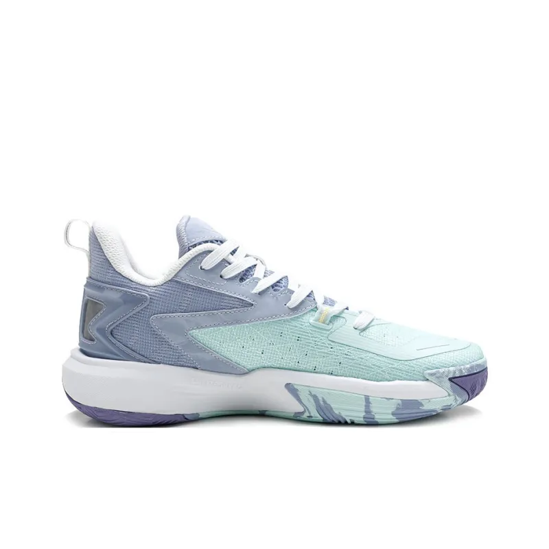 QIAODAN Anti Slip Wear Resistant Low Top Basketball Shoes Men's Water Wave Stardust Purple-1